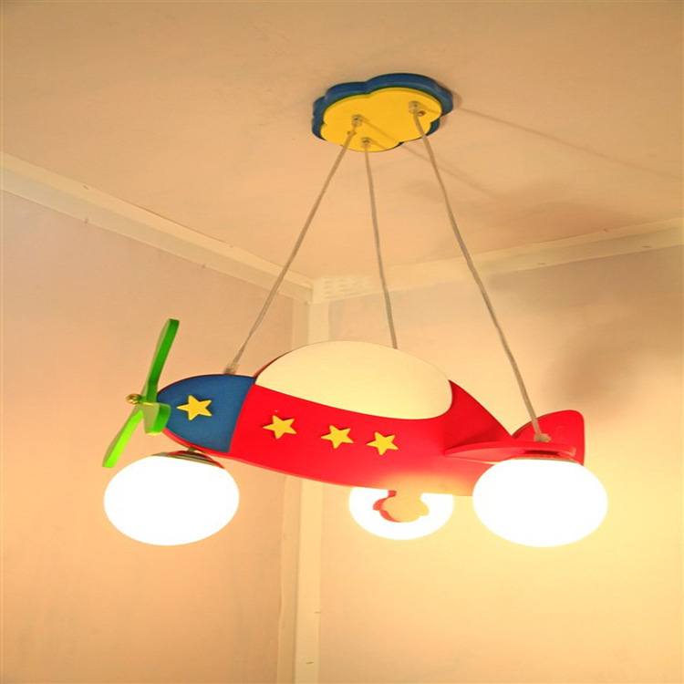 Cartoon children's Light Star aircraft wooden LED chandelier bedroom children's room light kindergarten decorative lamps Cartoon children's Light Star aircraft wooden LED chandelier bedroom children's room light kindergarten decorative lamps