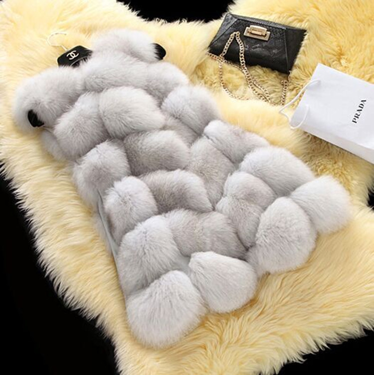 AliExpress Explosions Imitation Fur Vest Women's Mid-length Imitation Fox Fur Coat Women's Stitching Coat Fur Waistcoat