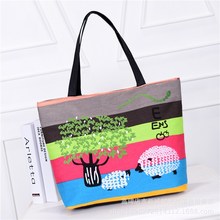 供应韩版印花帆布包 环保条纹帆布包厂家批发单肩帆布包