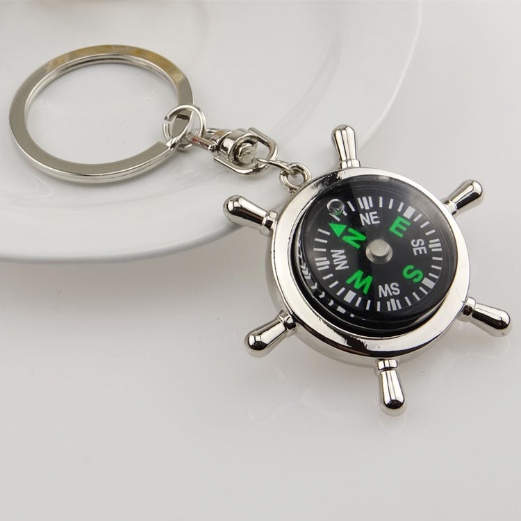 Helms and Compass Keychains Wholesale Creative Company Gifts Helms and Finger Nan Needle Key Can Be Laser Engraved