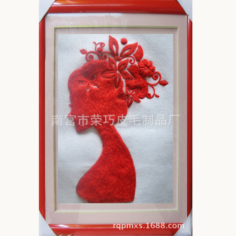 羊毛毡戳戳乐手工DIY材料包羊毛毡画纯手工墙画壁画剪影