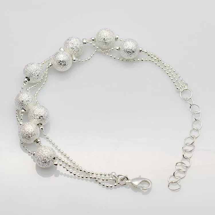 Silver silver bracelet, matte jewelry, wholesale