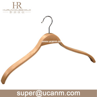 Wholesale natural color laminated wooden hanger adult clothing store hanger plywood wooden non-slip wooden hanger set hanger