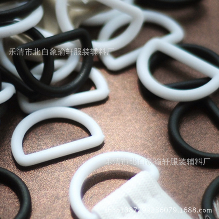 Manufacturer wholesale plastic nylon D-shaped buckle D-shaped ring 1CM-3.0CM semi-round buckle black/bleached color in stock
