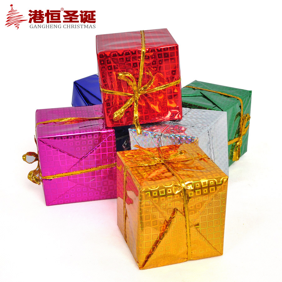 Caja de regalo navideña colorida de espuma 3D, accesorios creativos de decoración, adornos colgantes, suministros para crear ambiente, venta al por mayor.