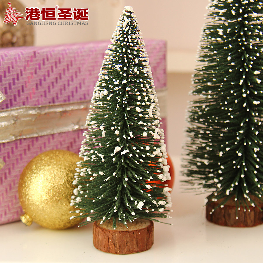 Decoraciones navideñas mini árbol de Navidad con nieve aguja de pino flocado pequeño árbol de Navidad decoración de escritorio regalo
