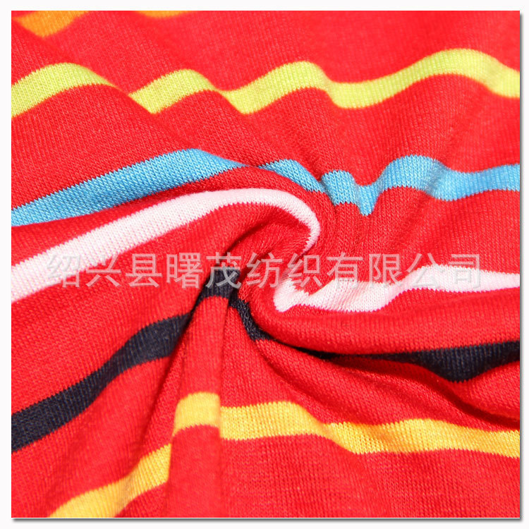 【工厂现货】仿棉多彩色织汗布 T恤针织面料 支持混批