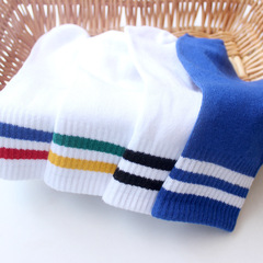 Korean Naval Academy-style two-bar striped women's socks wholesale, women's striped cotton sports casual socks
