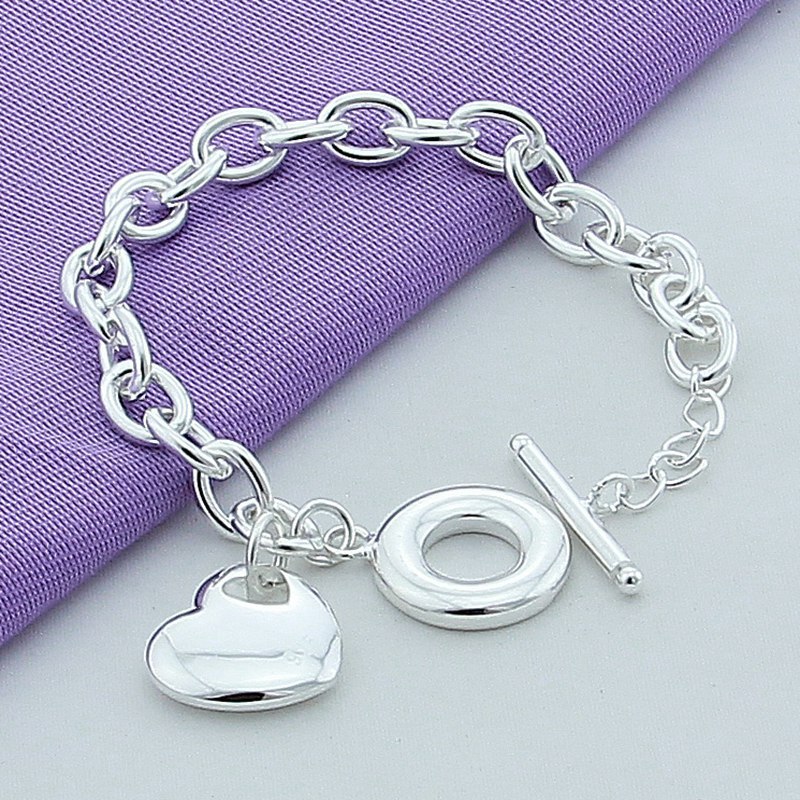 Foreign trade export silver plated TO heart center bracelet Korean best selling spot supply bracelet wholesale YH175