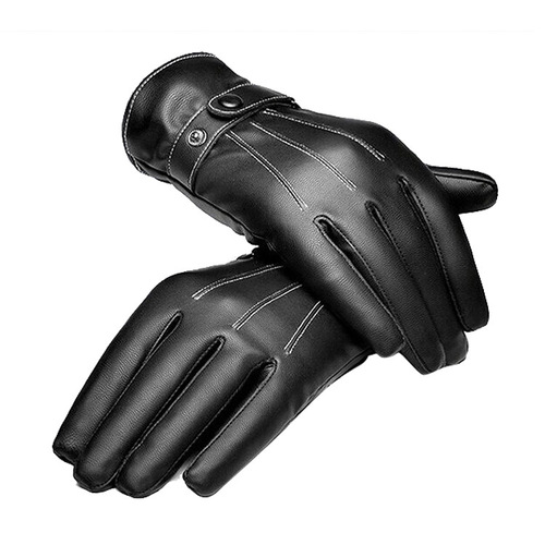 Wholesale manufacturer touch screen gloves for men, genuine leather gloves with three ridges, winter and autumn PU lined fashionable faux leather gloves