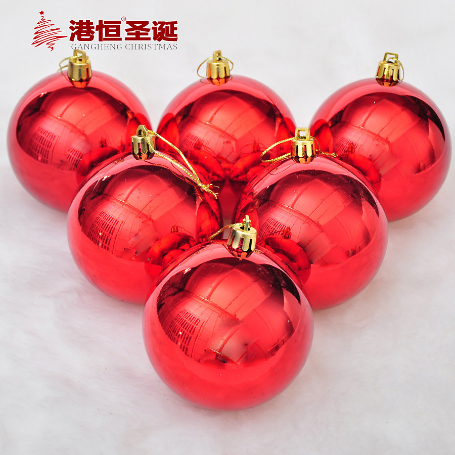 Decoraciones de Navidad BOLA DE Navidad 4cm-20cm rojo brillante de plástico Bola de galvanoplastia árbol de Navidad bola decorativa