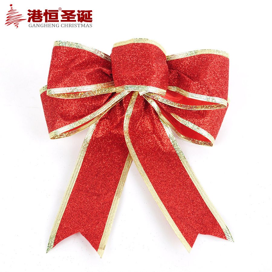 Lazo de Navidad grande de plástico colorido, adorno colgante para árbol de Navidad, guirnalda, suministros de decoración al por mayor