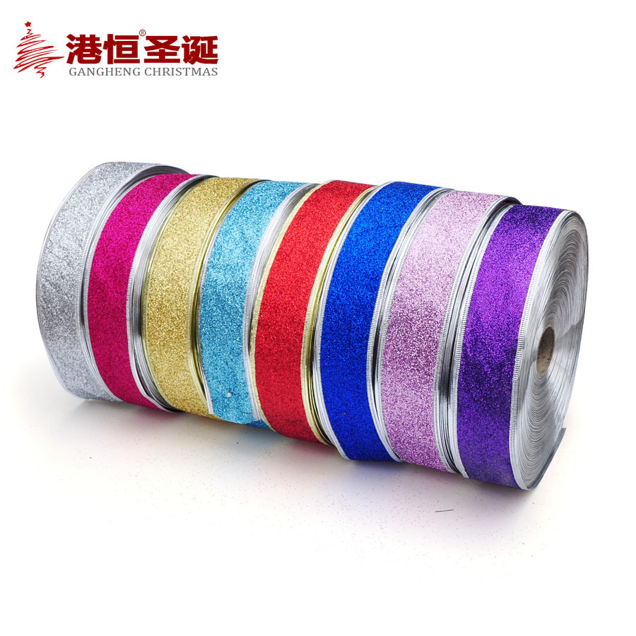 Hong Kong Heng cinta decorativa de Navidad 3/3,8 cm brillo rosa cinta decorativa colorida cinta de embalaje de regalo de Navidad