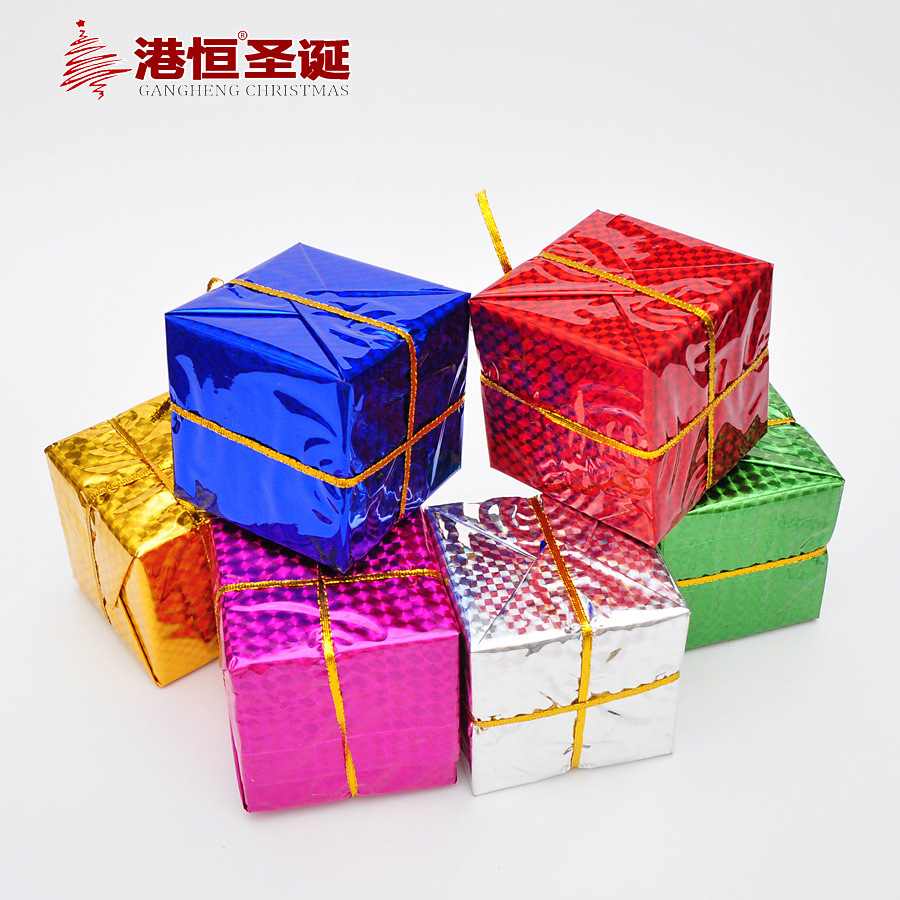 Caja de regalo navideña colorida de espuma 3D, accesorios creativos de decoración, adornos colgantes, suministros para crear ambiente, venta al por mayor.