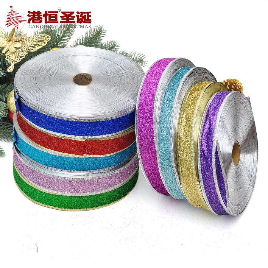Hong Kong Heng cinta decorativa de Navidad 3/3,8 cm brillo rosa cinta decorativa colorida cinta de embalaje de regalo de Navidad