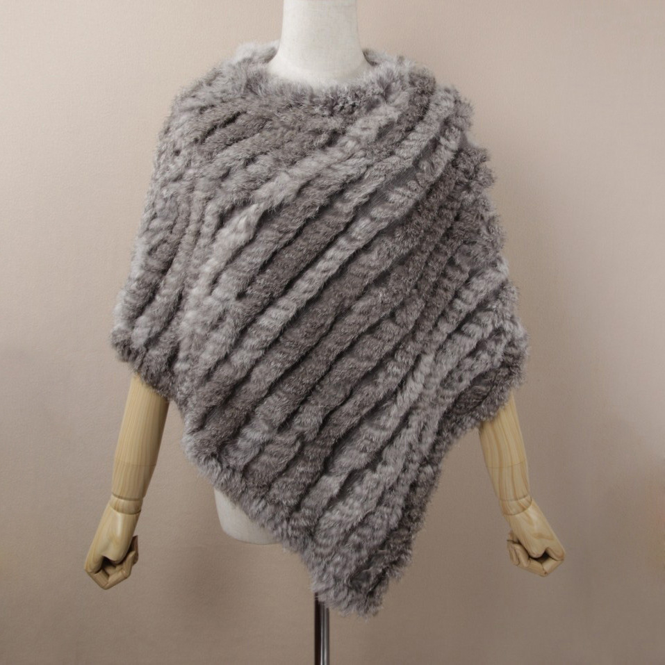 Châle-cape/écharpe en fourrure véritable de lapin tissée pour femme, cache-cou, pull triangulaire en fourrure véritable, commerce extérieur_voghion.com