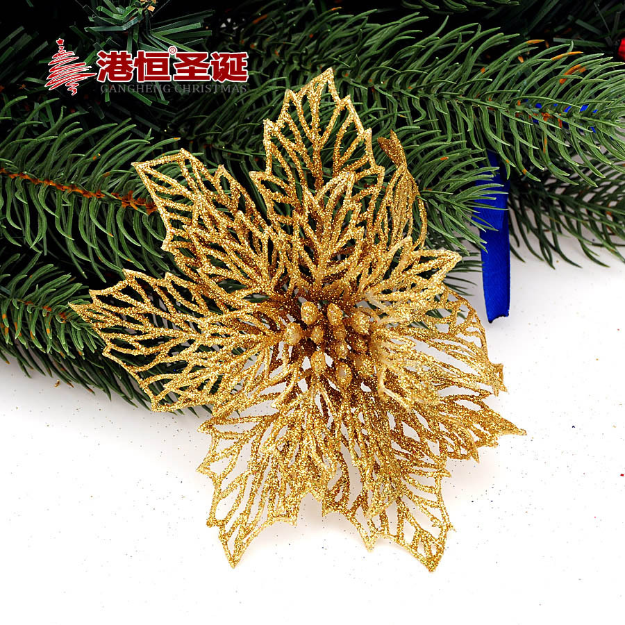 Hong Kong Heng árbol de Navidad decoraciones 14cm pegajoso Rosa hueco lentejuelas Flor de Navidad multi-color opcional 10g