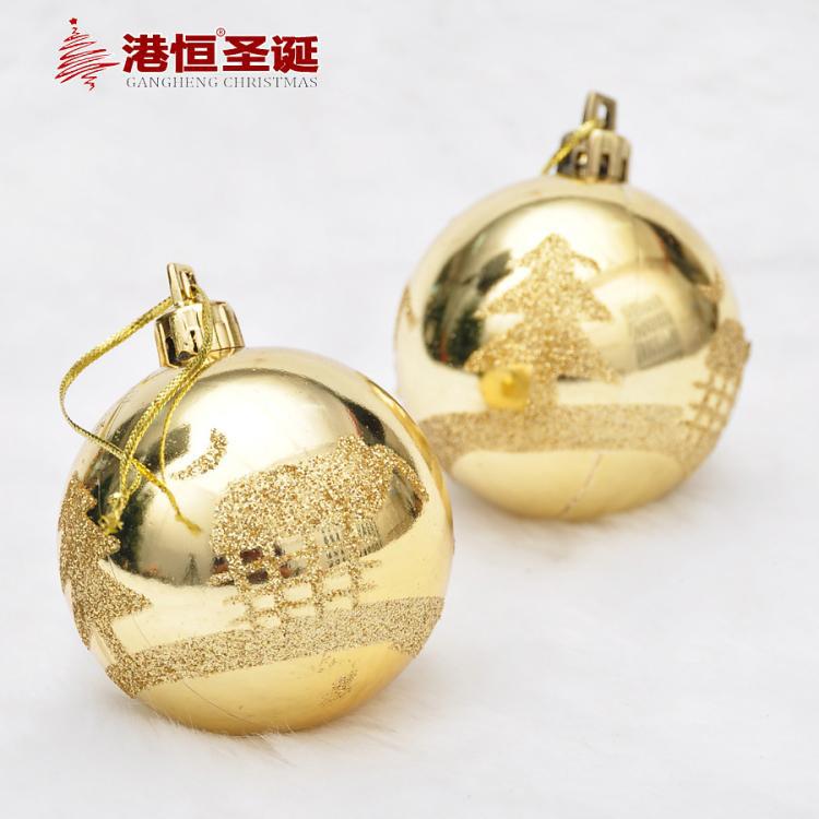 Bola de Navidad de plástico de 6cm 6 piezas árbol de Navidad bola decorativa caja brillante casa árbol patrón pintado BOLA DE Navidad