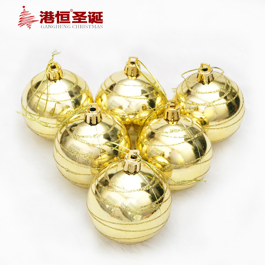 Suministros de decoración de Navidad Bola de Navidad 6cm caliente rayas plateadas pintadas Bola de Navidad decoración del árbol de Navidad Bola Colgante