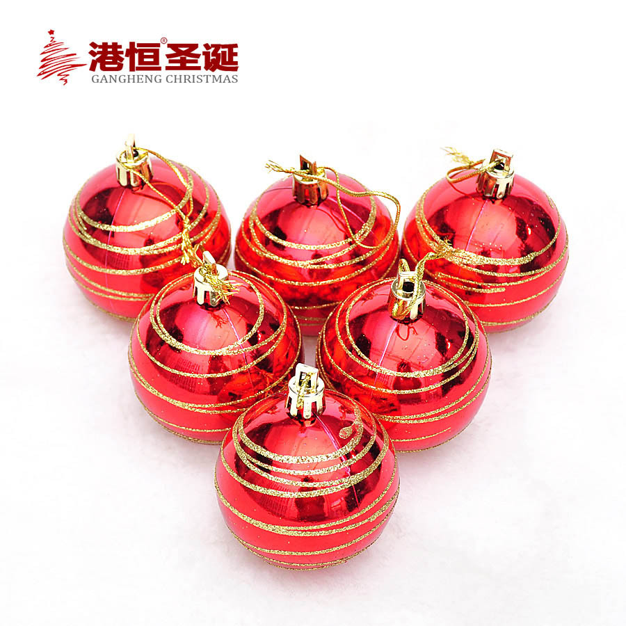 Suministros de decoración de Navidad Bola de Navidad 6cm caliente rayas plateadas pintadas Bola de Navidad decoración del árbol de Navidad Bola Colgante