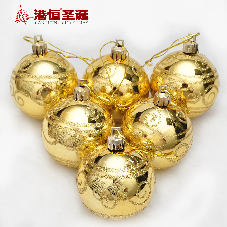 Bolas de Navidad de plástico PVC, paquete de 6, suministros de decoración para fiestas de árbol de Navidad, adornos colgantes pintados, bolas colgantes, decoraciones colgantes, venta al por mayor.