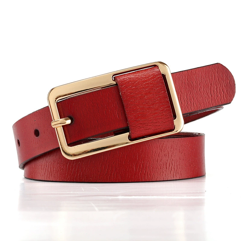 Leather fashionable universal belt, green trousers, genuine leather, Korean style, simple and elegant design