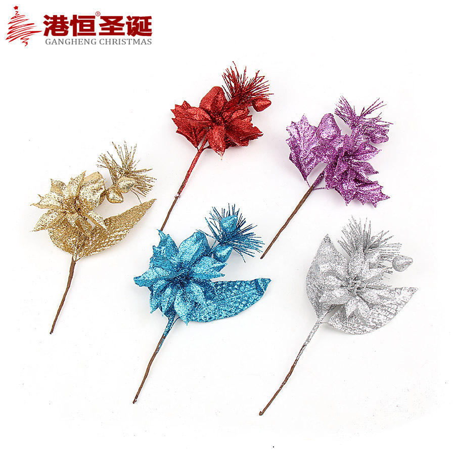 Rama de Navidad artificial árbol de Navidad guirnalda decoración rama 20cm pegajoso polvo de oro fruta oreja decoración Navidad rama flor