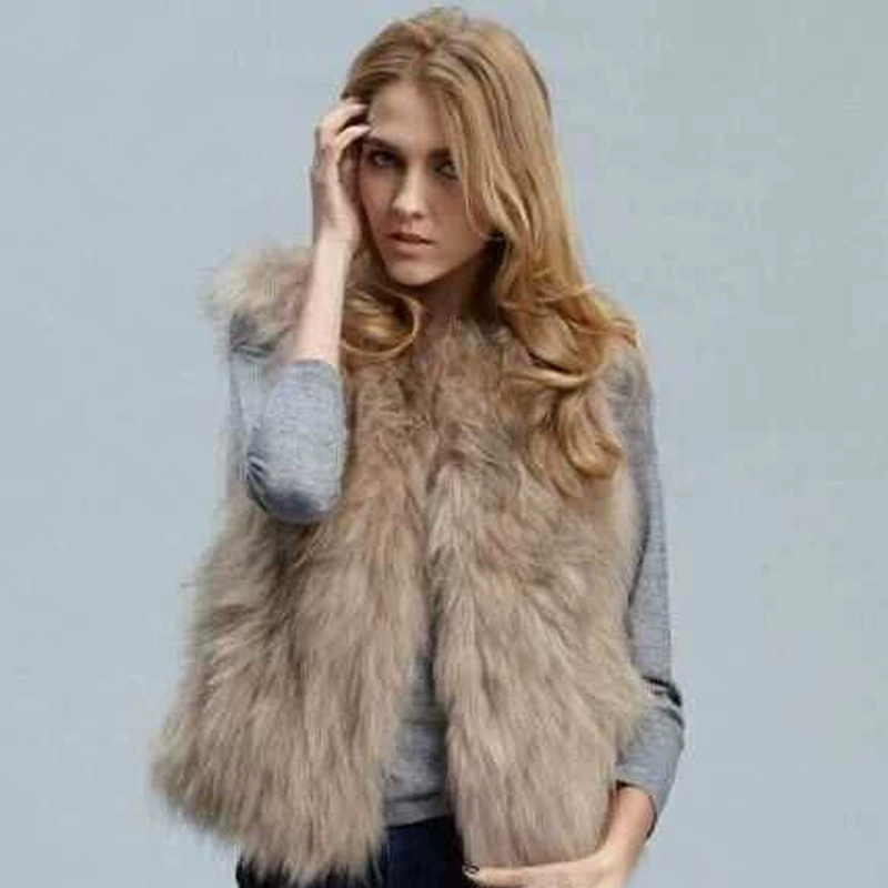 Европейская и американская мода, новый стиль, длинный меховой жилет из лисьего меха, цельный жилет из искусственного меха, Прямая доставка