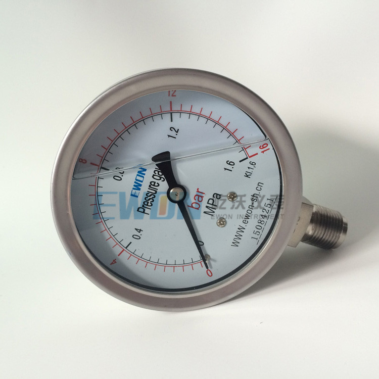 供应双刻度压力表psi 不锈钢耐震压力表YTFN-100H 上海屹沃EWON