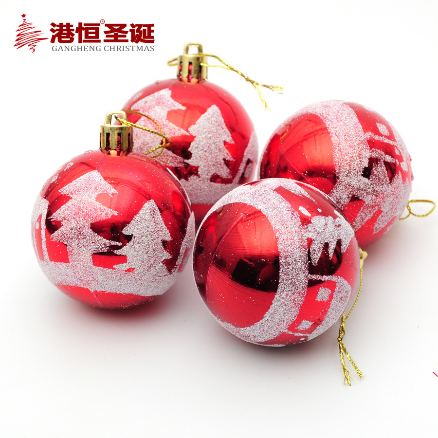 6cm caja de plástico BOLA DE Navidad árbol de Navidad bola decorativa de oro rojo escena de nieve con luz brillante dorado pintado BOLA DE Navidad