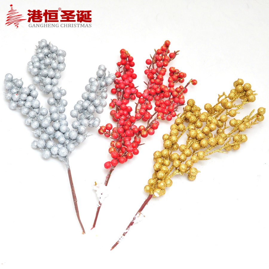 Simulación de espuma pequeña cadena de fruta roja Navidad boda decoración del hogar fruta Rama de Navidad fruta oreja rama cadena