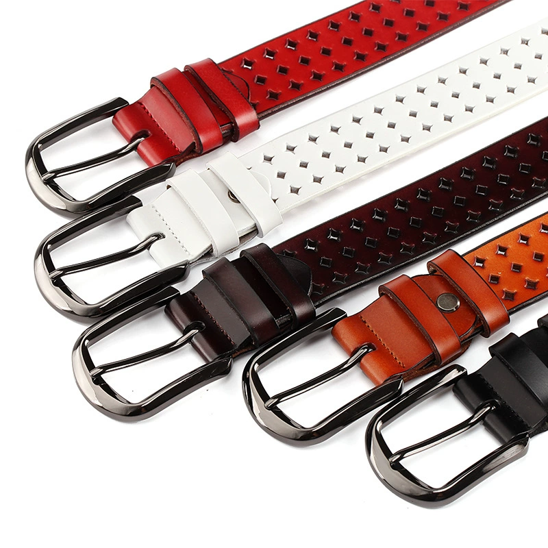 Fashionable leather belt for leisure, universal trousers, city style, genuine leather, wholesale