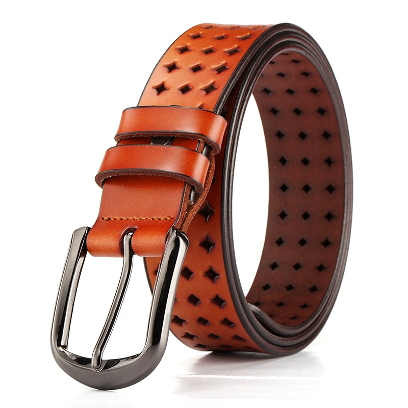 Fashionable leather belt for leisure, universal trousers, city style, genuine leather, wholesale