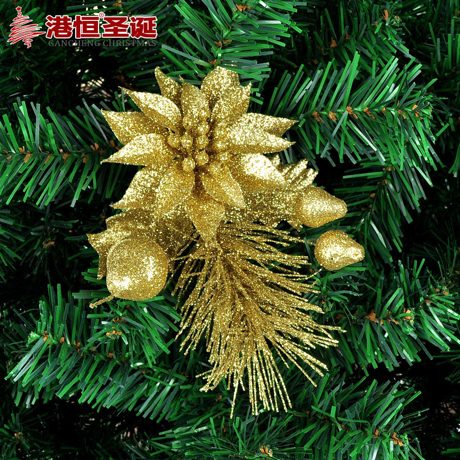 Rama de Navidad artificial árbol de Navidad guirnalda decoración rama 20cm pegajoso polvo de oro fruta oreja decoración Navidad rama flor