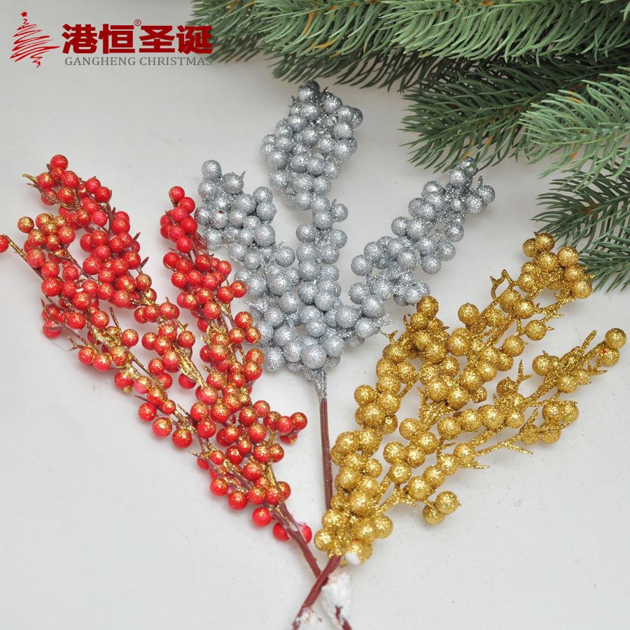 Simulación de espuma pequeña cadena de fruta roja Navidad boda decoración del hogar fruta Rama de Navidad fruta oreja rama cadena