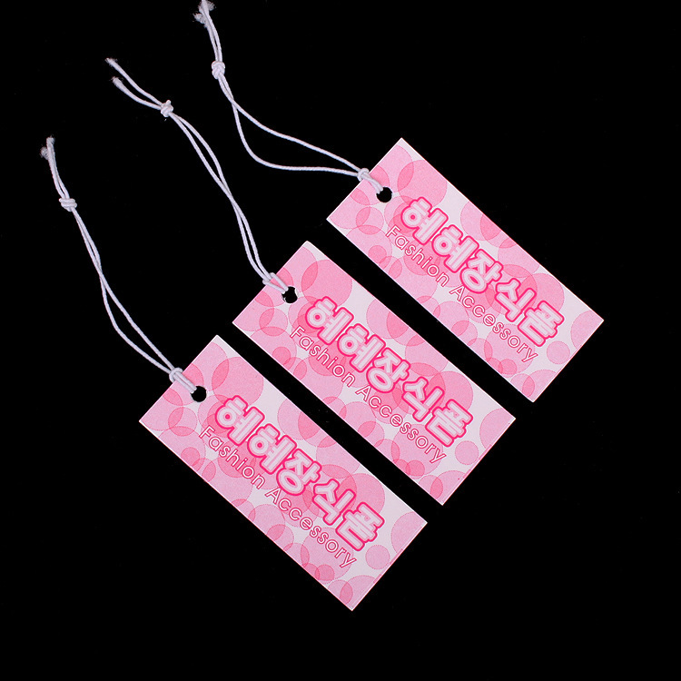 带绳首饰吊牌 粉色韩版饰品空白价格标签1.7*4.1cm  1000个/包