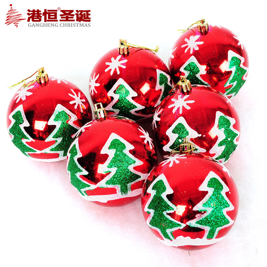 Bolas navideñas de 8 cm, decoraciones rojas para bodas, bolas de plástico de colores, adornos para árboles de Navidad, bolas navideñas pintadas en caja para colgar.