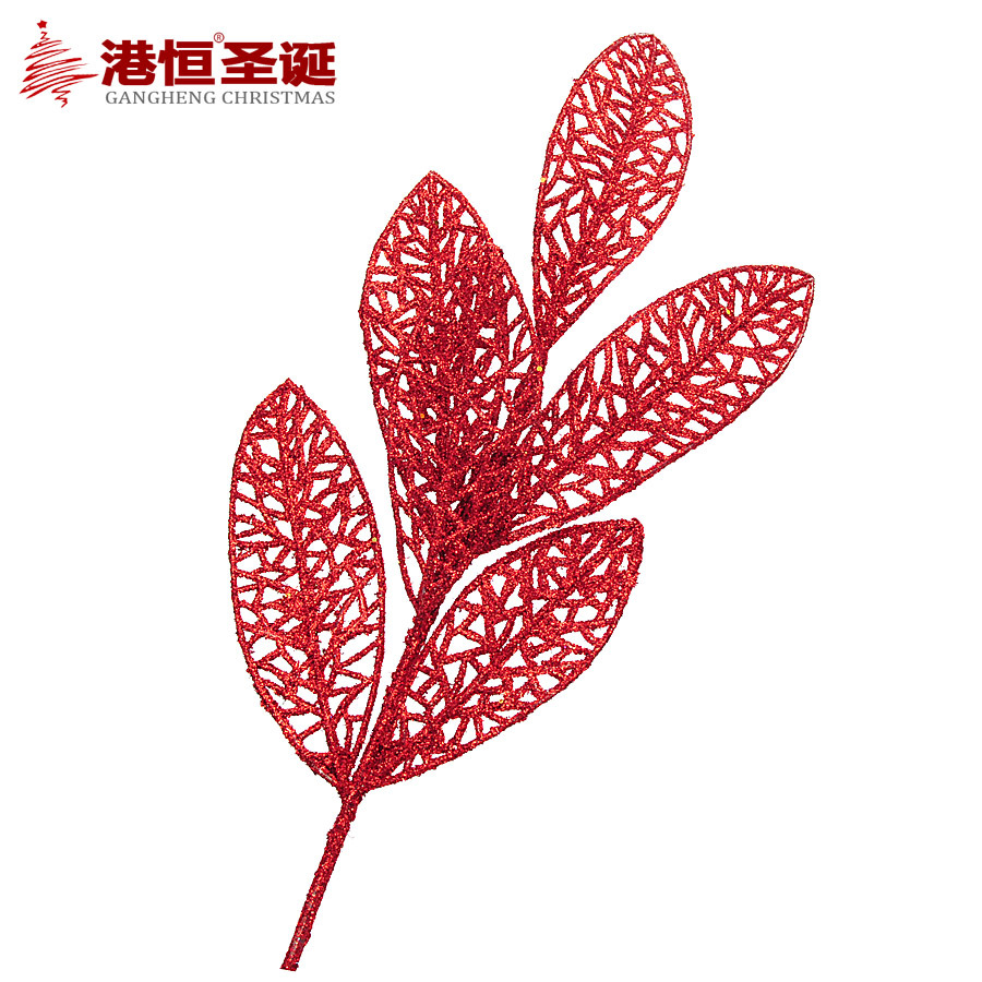 32cm oro rosa Navidad flor hueco hojas de Navidad árbol de Navidad Arreglo de La Flor accesorios de bricolaje artificial flor falsa flor