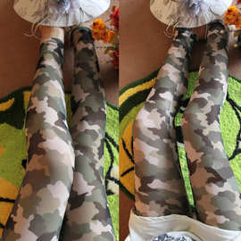 美骆诗大码透气 夏款迷彩高弹力修身九分裤女薄款网纱打底裤女