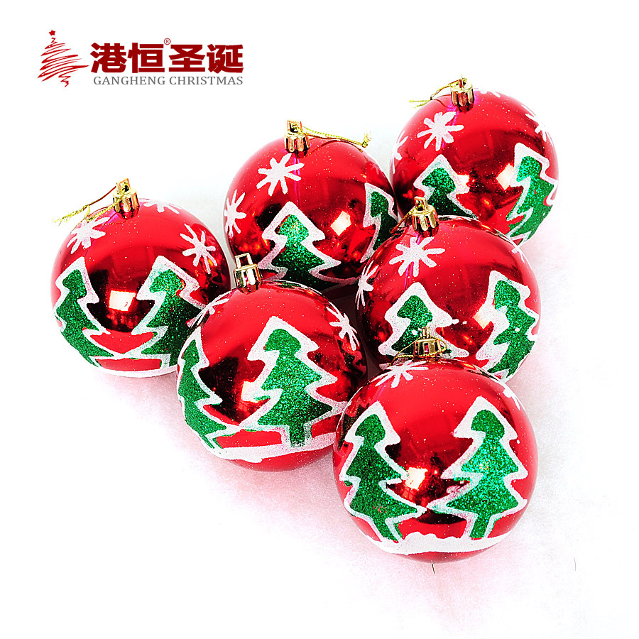 Bolas navideñas de 8 cm, decoraciones rojas para bodas, bolas de plástico de colores, adornos para árboles de Navidad, bolas navideñas pintadas en caja para colgar.