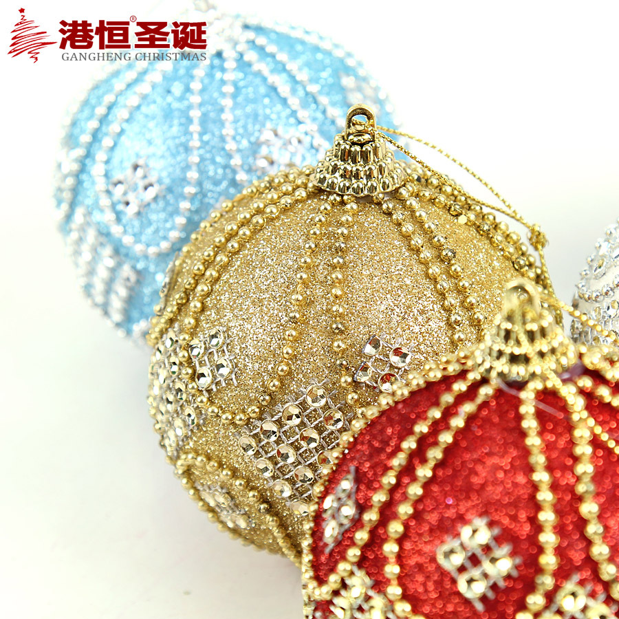 Nuevo 8cm espuma BOLA DE Navidad pegatinas hechas a mano perlas colgante decoraciones de Navidad decoración del árbol de Navidad BOLA DE Navidad