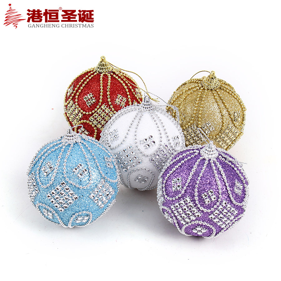 Nuevo 8cm espuma BOLA DE Navidad pegatinas hechas a mano perlas colgante decoraciones de Navidad decoración del árbol de Navidad BOLA DE Navidad