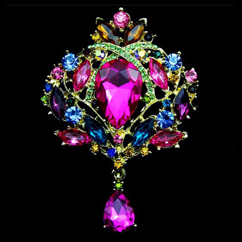 Dan Brand Brooch, Rhinestone Alloy Brooch for Women, European and American Style Crown Glass Brooch, in Stock