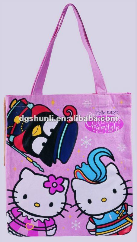 厂家供应涤纶手提购物袋 hello kitty品牌手拎袋出口日本品质