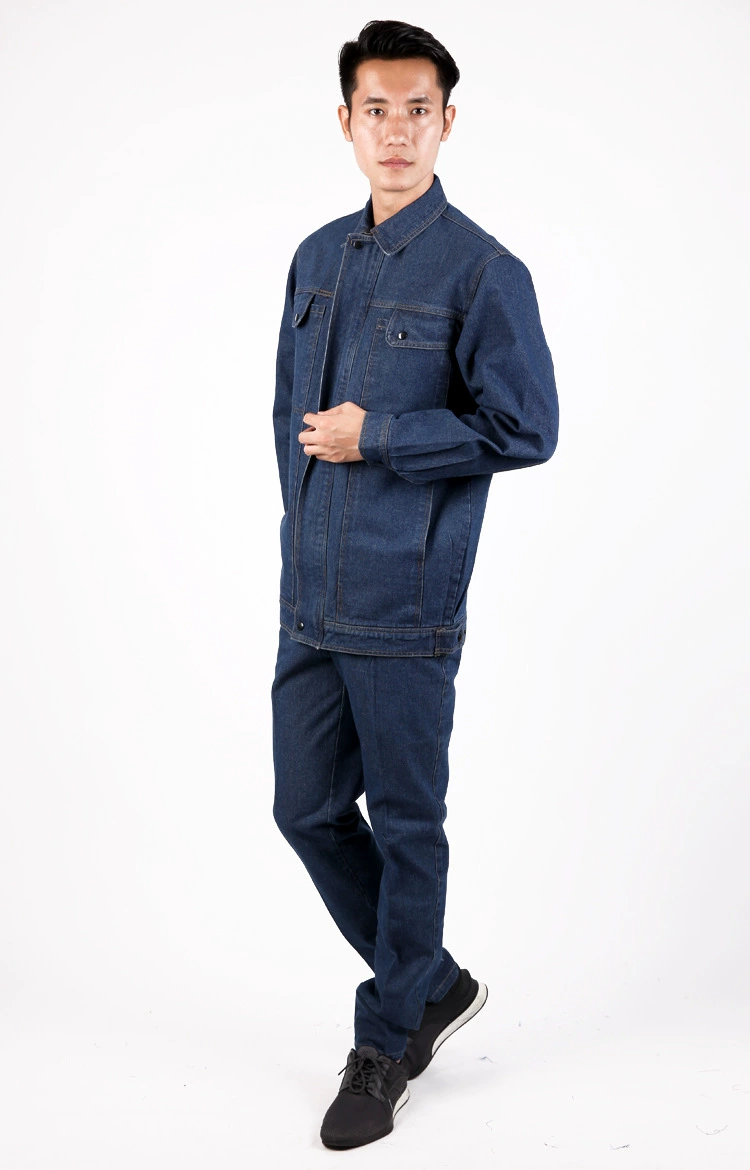 Полный хлопок утолщенные джинсовый комбинезон с длинными рукавами