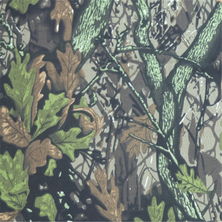 打猎服面料 TC14*12/80*50树叶花迷彩 林地迷彩布 森林隐身印花布