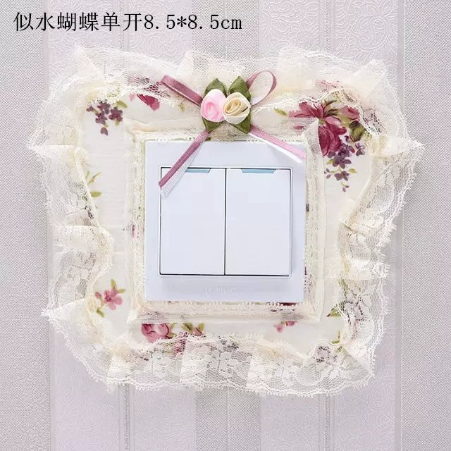 Switch Sticker Dust Cover Fabric Frame for Wall Switches, Floral Lace, Multiple Sizes