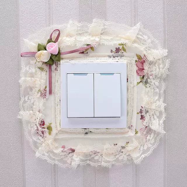 Switch Sticker Dust Cover Fabric Frame for Wall Switches, Floral Lace, Multiple Sizes