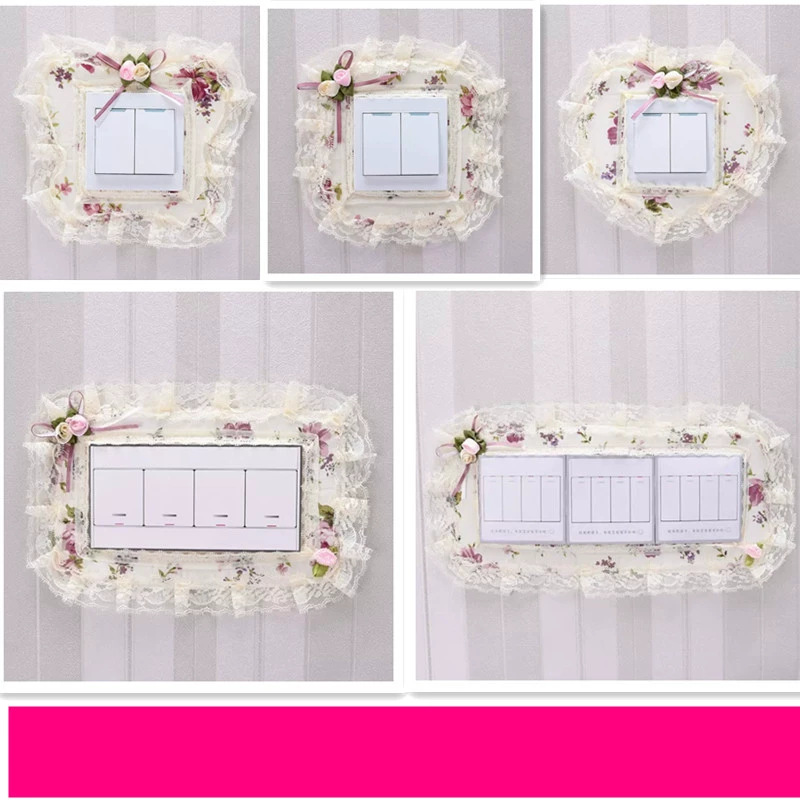 Switch Sticker Dust Cover Fabric Frame for Wall Switches, Floral Lace, Multiple Sizes