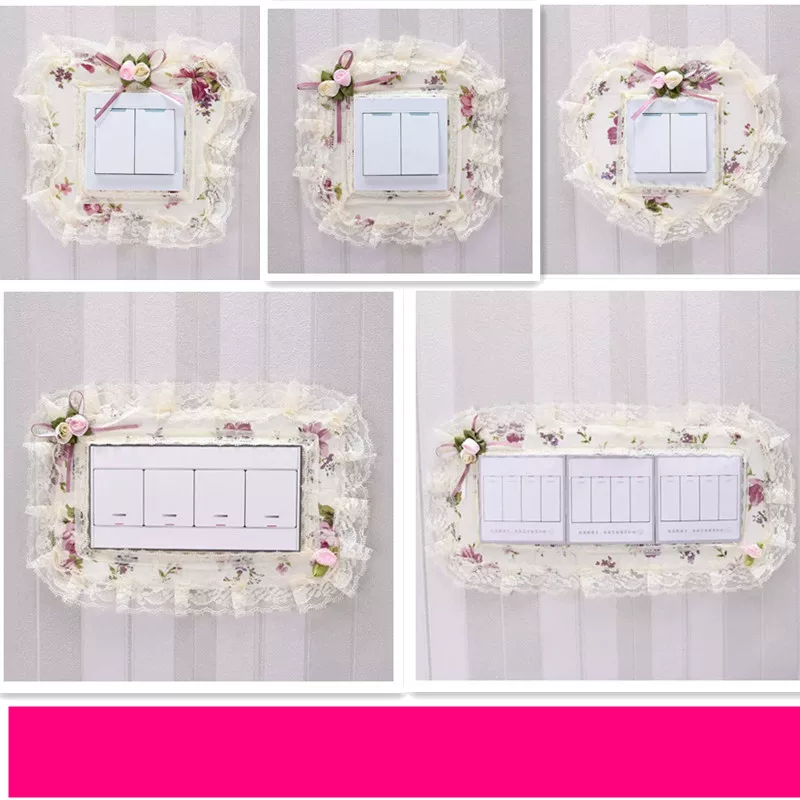 Switch Sticker Dust Cover Fabric Frame for Wall Switches, Floral Lace, Multiple Sizes